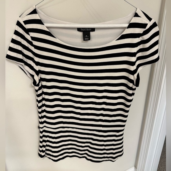 White House Black Market Tops - White House Black Market Black White Striped Peplum Top​